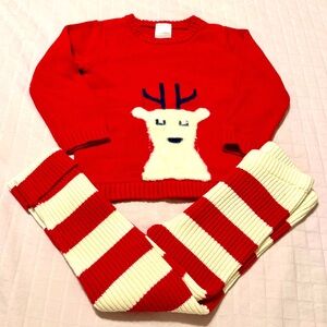 Hanna Anderson dear sweater set in red and white